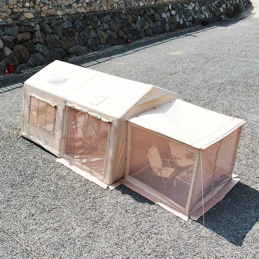 Air Inflatable Tent Two Rooms Partition Tent for Family Outdoor Camping Including 4 Sides TPU Doors