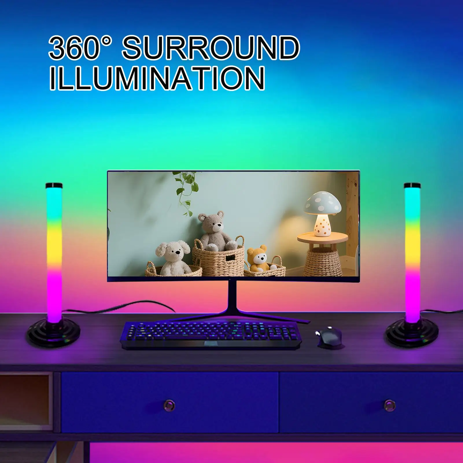 RGB Bar Light Synchronize Music Ambient Lamp Decor Voice Control Smart Light Bar For Home Theater Computer Desk Bedroom