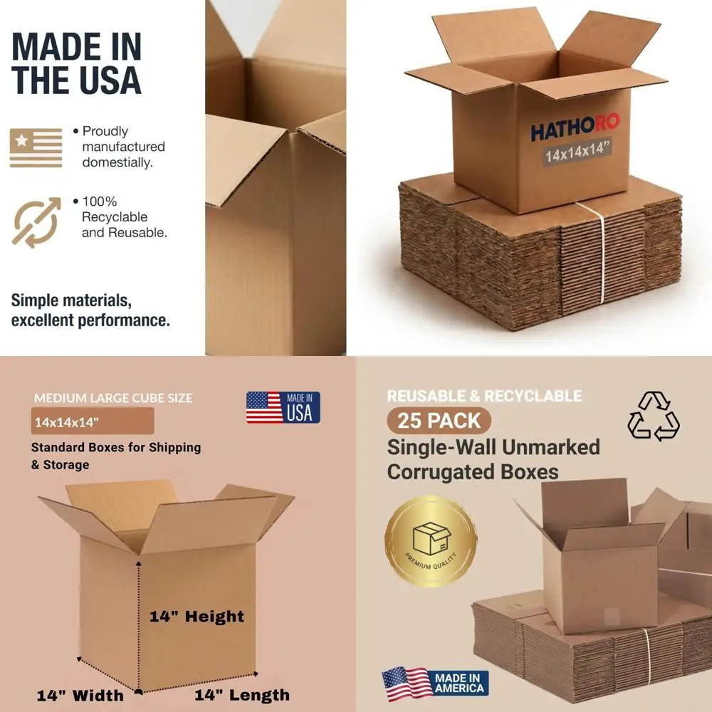 

25-Count 14 x 14 x 14 Small Cardboard Shipping Boxes for Packing, Moving, and Storage