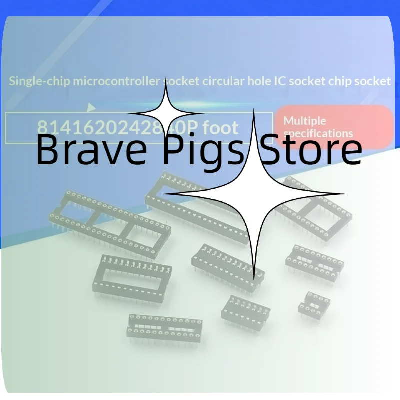10Pcs DIP6 DIP8 DIP14 DIP16 DIP18 DIP20 DIP28 DIP40 Pins Round Hole IC Socket Connector DIP 6 8 14 16 18 20 24 28 40 Pin Sockets