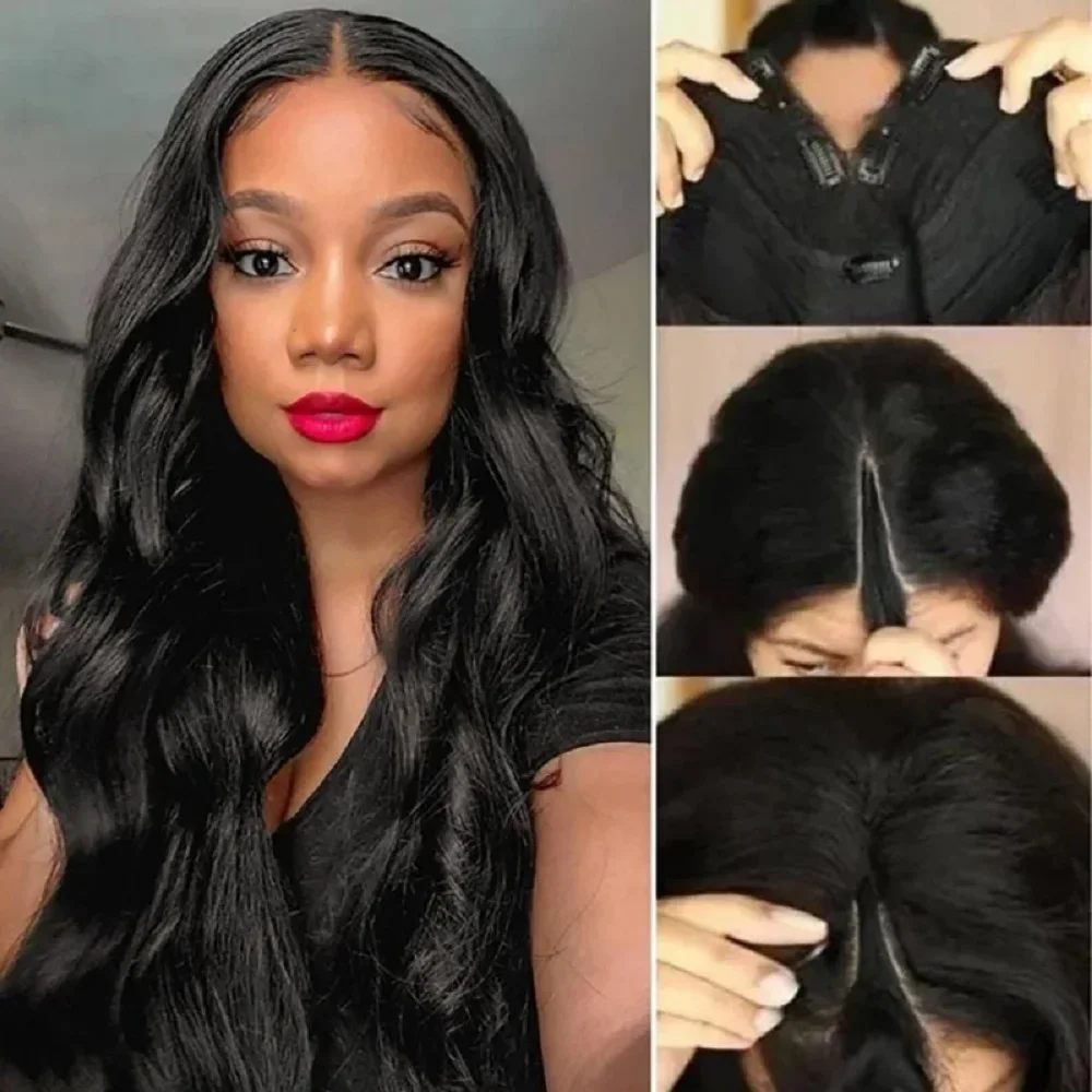 Body Wave V Part Wig 100% Remy Human Hair 28 32 lnches 200% Density Brazilian Body Wave V Part Human Hair Wigs For Black Women