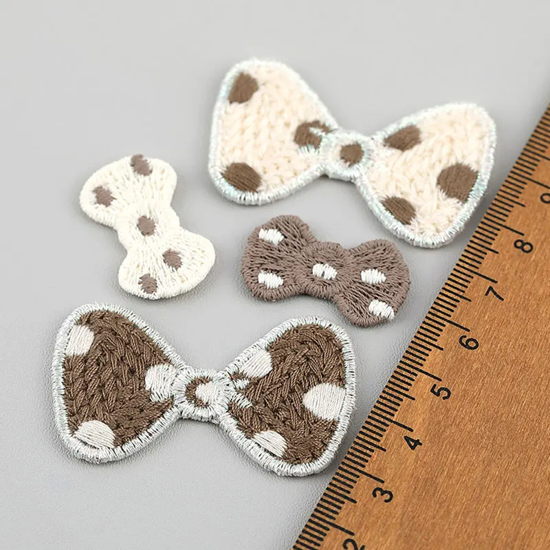 20 Stück gestrickte, bestickte Schleifen-Aufnäher für DIY-Kinderkleidung, Haarspangen, Schuhe, Socken, dekorative Aufnäher – Detail 4