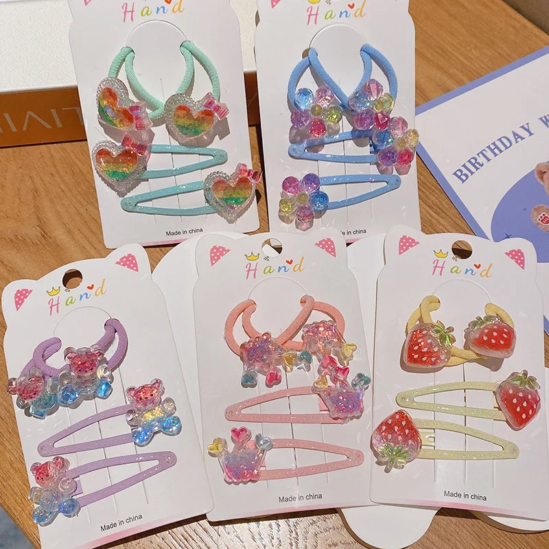 

Cute Cartoon 4Pcs Kids BB Clips Bangs Side Clips Hair Ties Lovely Girls Hair Bands Outfits Hair Decoration