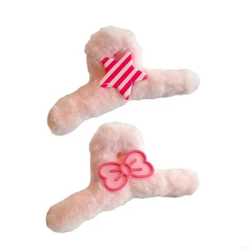 نجمة خماسية وردية اللون من القطيفة لاصطياد الشعر على شكل نجمة Bowknot للفتيات Y166 #5