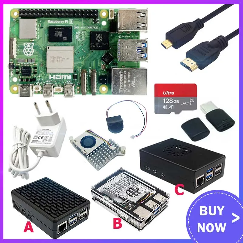 

Официальная оригинальная модель Raspberry Pi 5, комплект 2 ГБ/4 ГБ/8 ГБ оперативной памяти