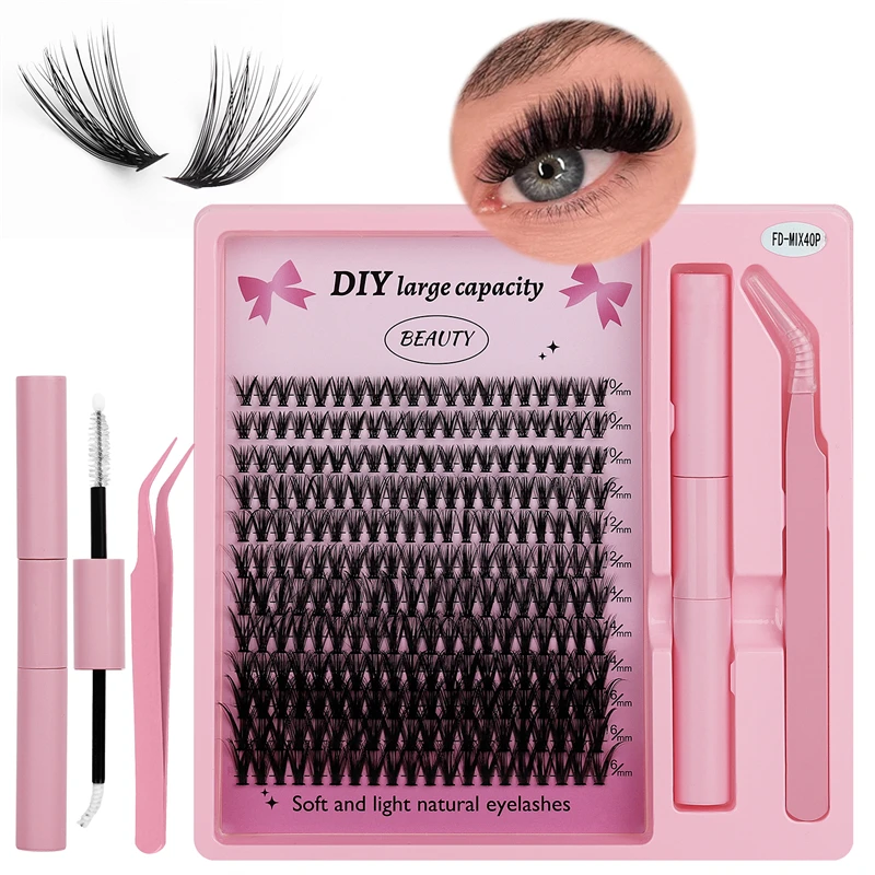 12 Rows DIY 60D Soft thin band 10----16mm No glue residue Longer on both sides Non-irritating eyelashes tweezers set