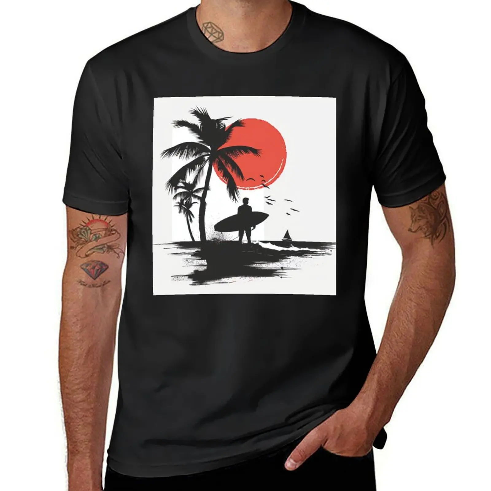 A Surfer Design T-Shirt anime aesthetic clothes korean fashion hippie clothes men t shirts