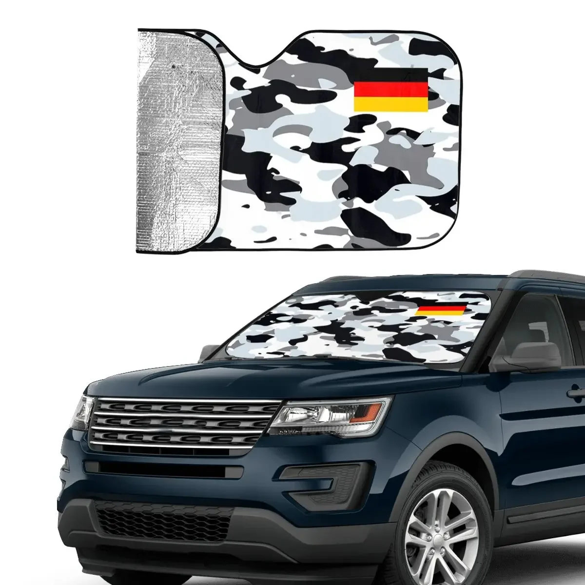 Urban Camouflage Military Style Germany Universal Sunshade Windscreen Camo German Flag Foils Sunshade Visor Heat Reflector