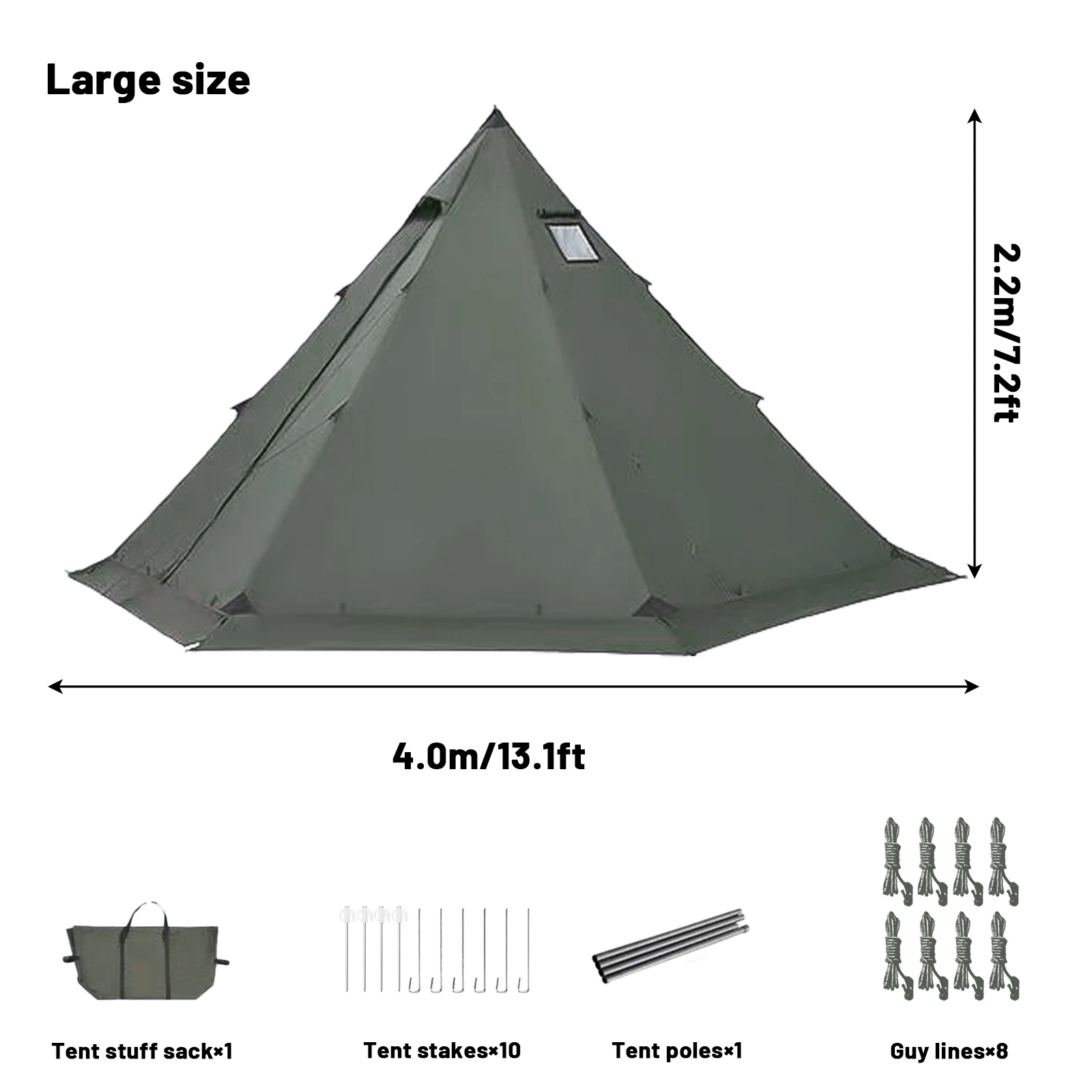 PAKICETUS Hot Tent mit Schornsteinöffnung und Schneeschutz, 5,24ft~7,21ft Stehraum, für 2-4 Personen, 4-Jahreszeiten-Rucksackzelt, Tipi-Zelt – Detail 17
