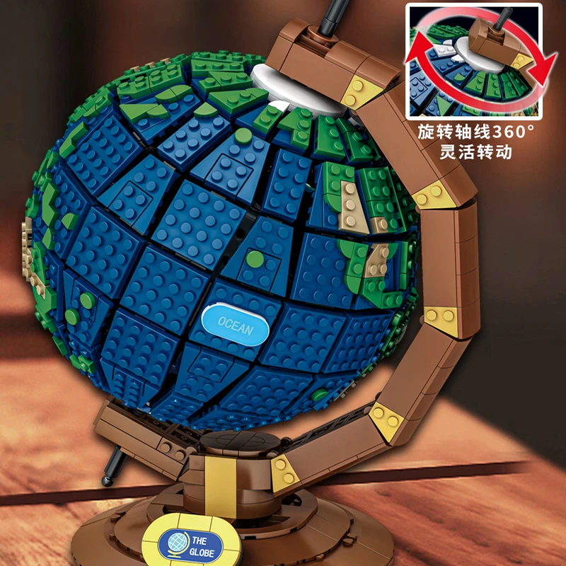 Ideas World Globe Map Earth 1587 Pcs Assembly Moc Building Block Model Kit Compatible 21332 Educational Bricks Toys For Kid Gift