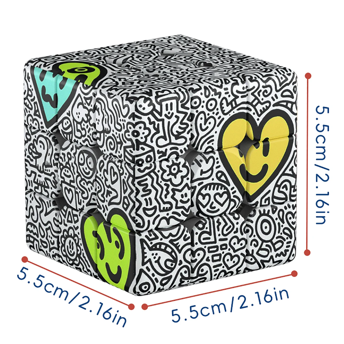 Kostka Magiczna 3x3x3 3D UV Graffiti Miłość Antystresowa Układanka Profesjonalna Gładka Gra Szybkościowa Zabawka Prezent dla Dzieci