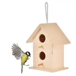 Wooden Mini Bird Cage Outdoor Hanging Birdhouse Box Garden Bird Cages Home Yard Decoration Bird Products Wooden Bird Parrot Nest