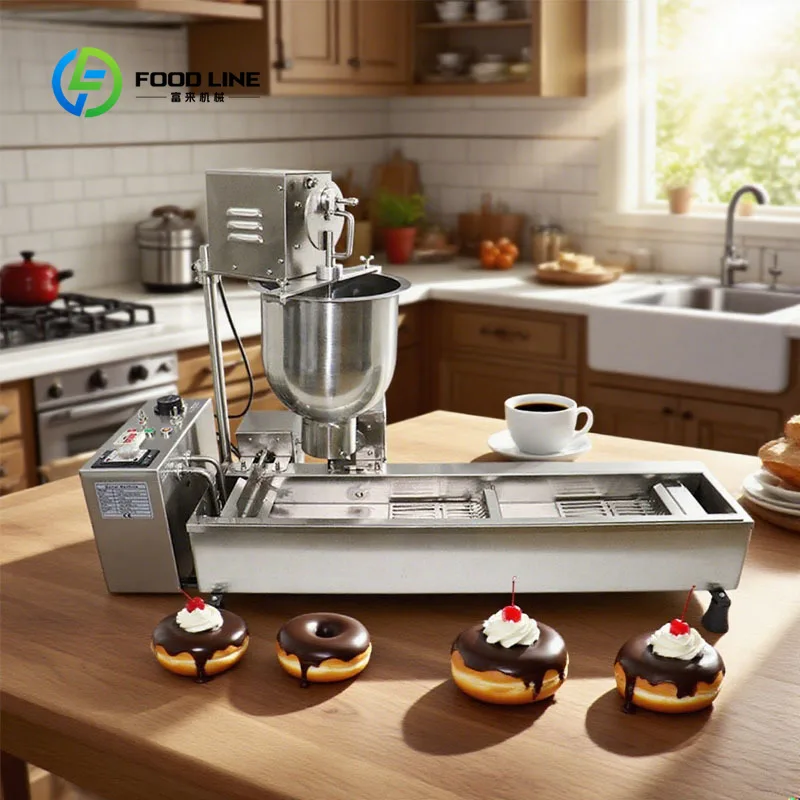 Customized Single Rows Commercial Doughnut Machine Mini Frying For Dessert Shops Bakery Use