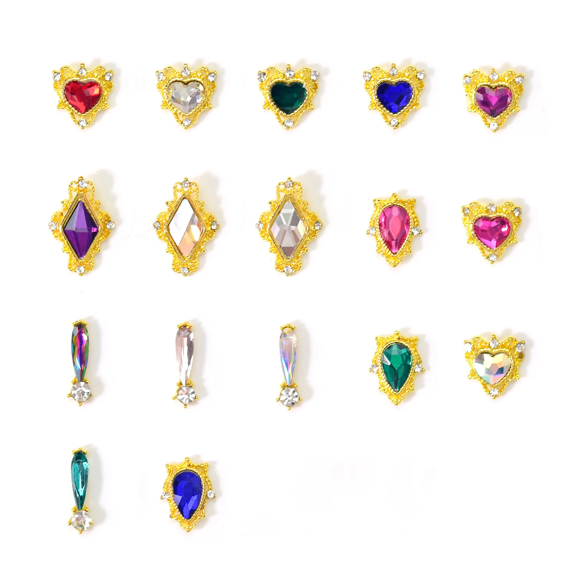 10pcs Heart Shape Design Alloy Jewelry Luxury Diamond Nail Parts Gems Stones Crystal Art Diy Decoration Rhinestones Manicure