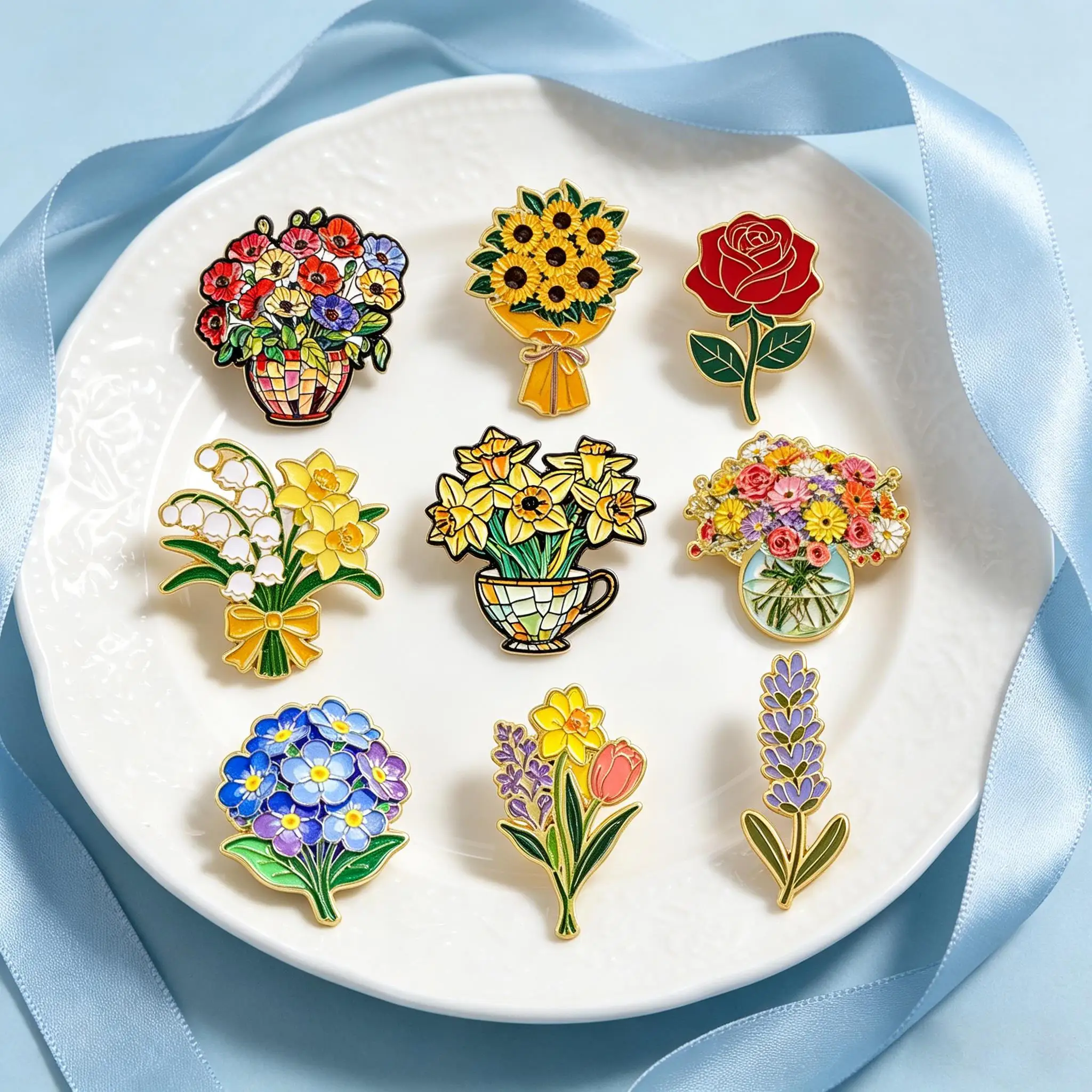 Mix 1-6pcs/set Vibrant Potted Flowers Enamel Pins Metal Brooch Backpack Collar Lapel Badges Fashion Jewelry Collection Gifts