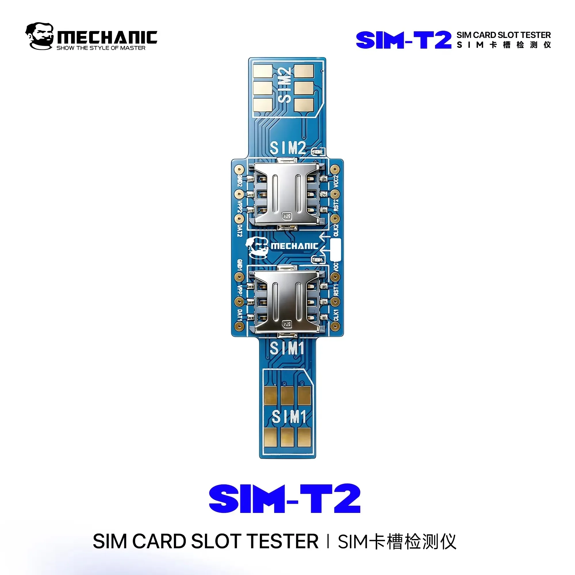 MECHANIC SlM Card Slot Tester SIM-T2 Non-disassemblv Detection Rapid Circuit Fault Check Plug&play Dual-head Design Repair Tool