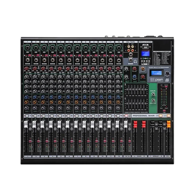 

Professional Multifunctional Usb Sound 12 Ways Audio Mixer New Model Analog Audio Mixing Console