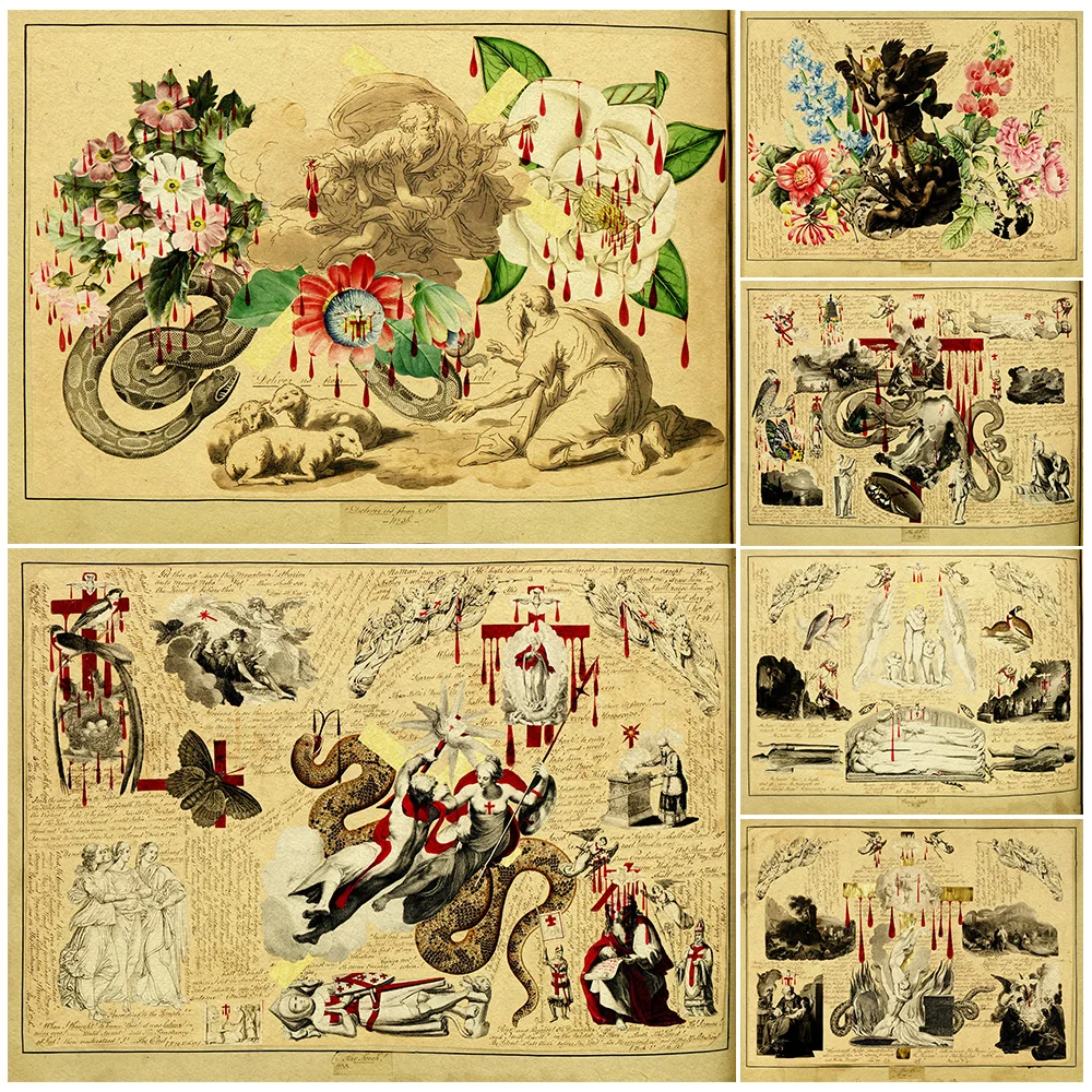 

The Blood Collages And The Victorian Blood,Vintage Wall Art Canvas Print,Blood Of Christ Image,Art Poster Print,Home Decoration