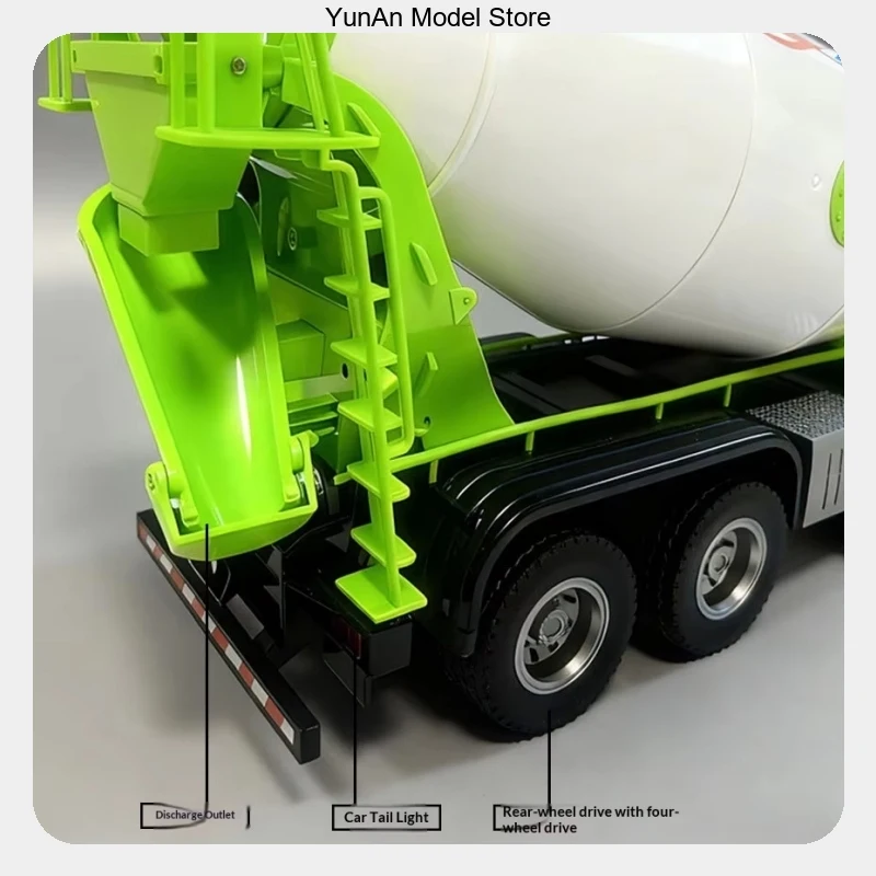 For Collection Display Huina Electric Cement Mixer Truck Model Simulated Engineering Vehicle With Light Pull Back Rubber Tire