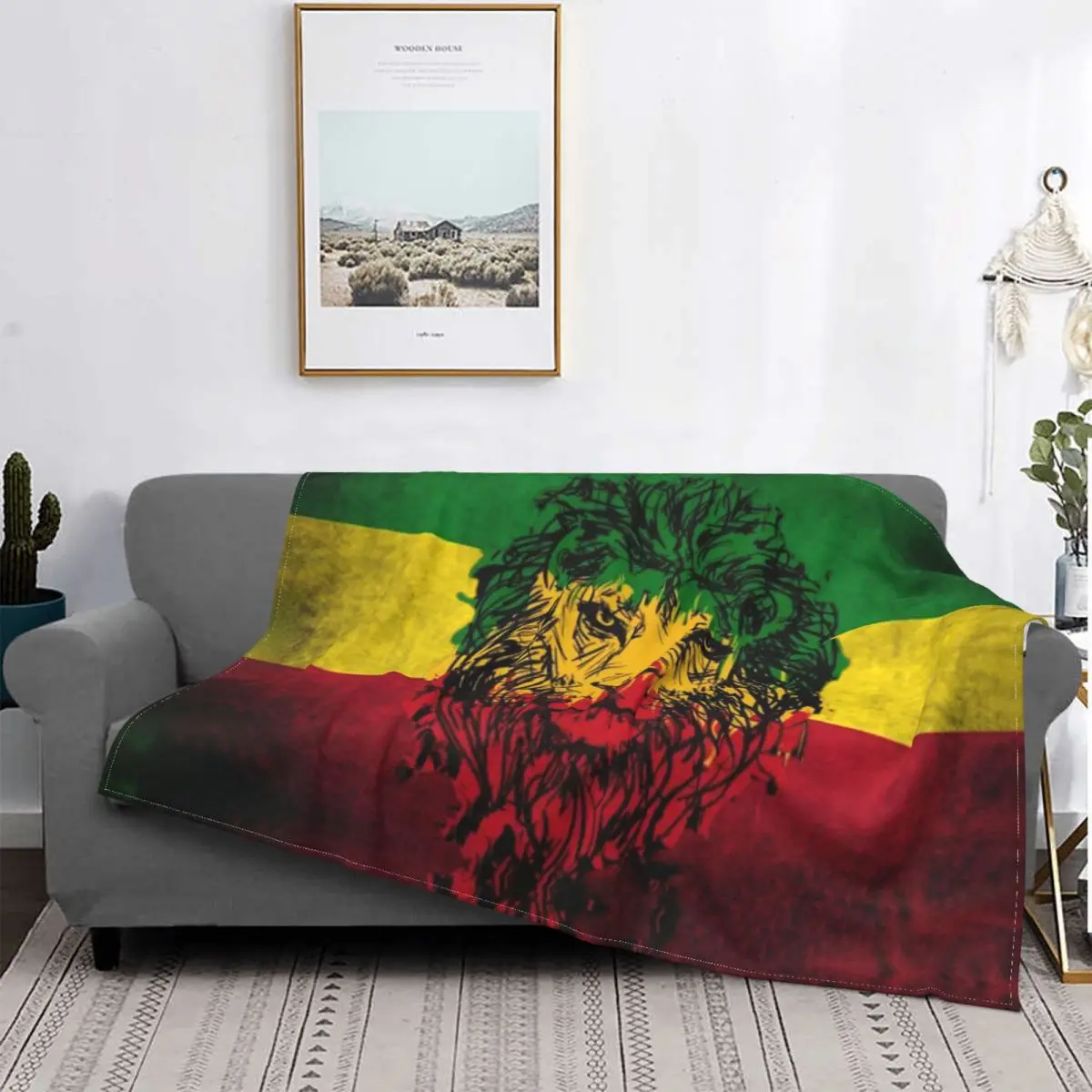 Lion Of Judah Rasta Jamaican Reggae Blankets Warm Flannel Rastafarian Art Throw Blanket for Bedding Couch Bedspread