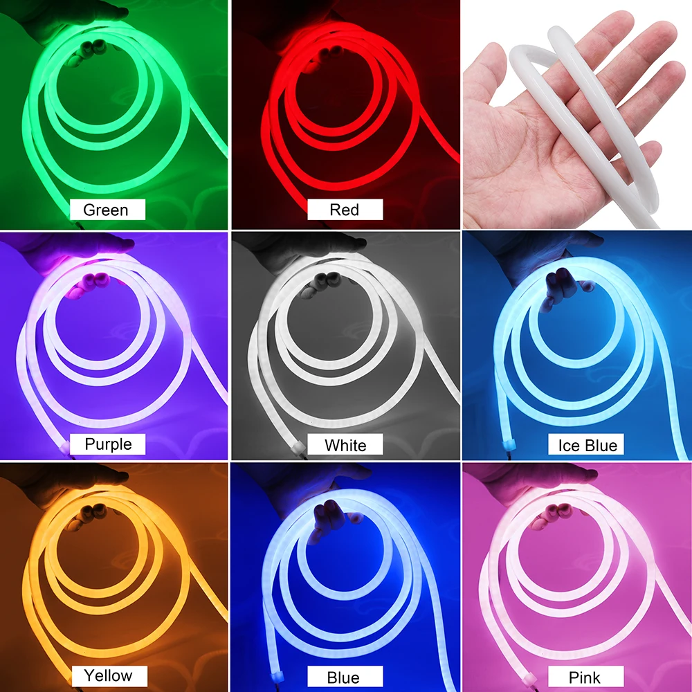 Dc 24v luz de néon ws2811 tira conduzida flexível à prova dwaterproof água 360 graus iluminação redonda tuya wifi bluetooth app controle tubo néon