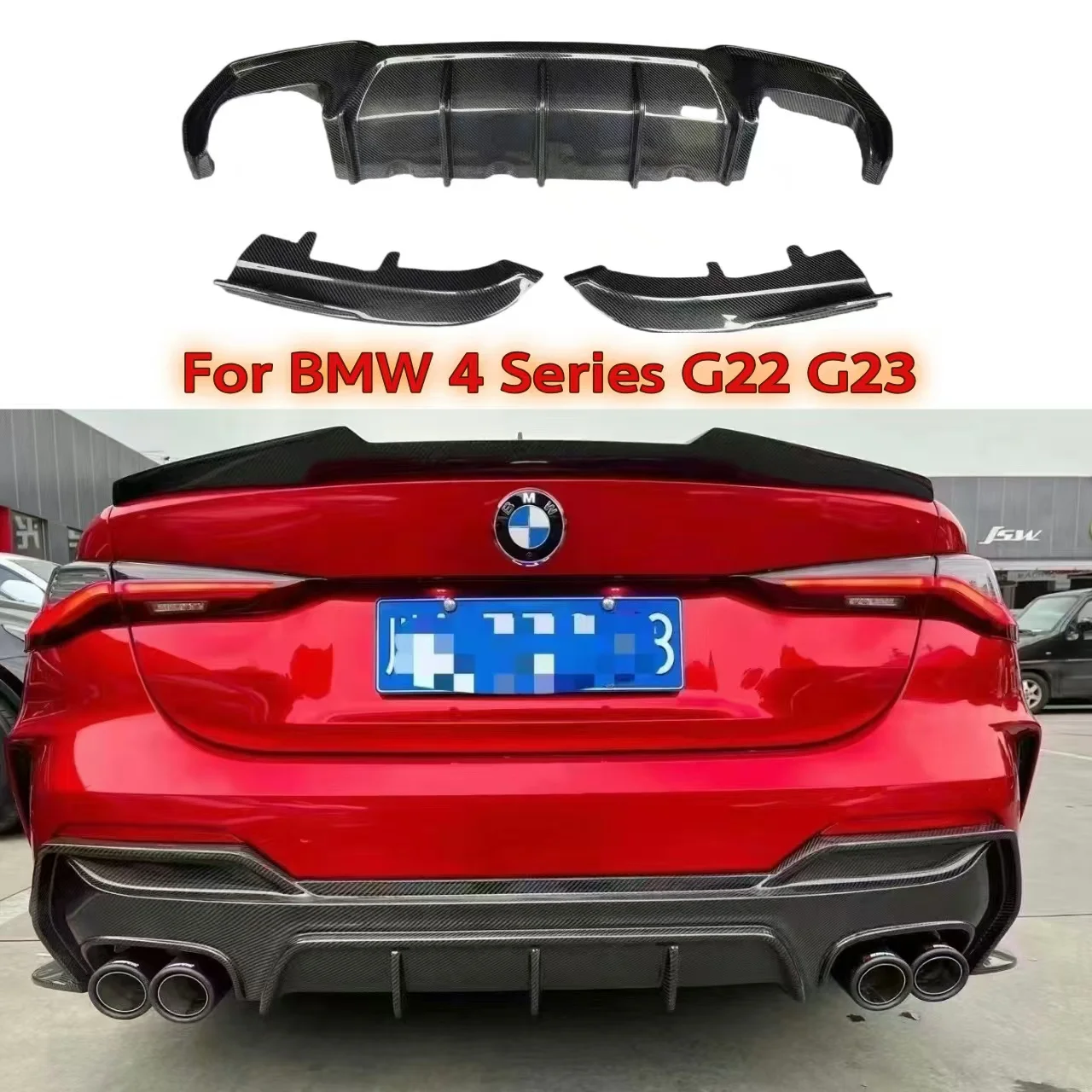 

Углеродное волокно, 3 шт., задний диффузор автомобиля, бампер, спойлер для BMW G22 G23 M440i Mtech 4 серии 2020 2021