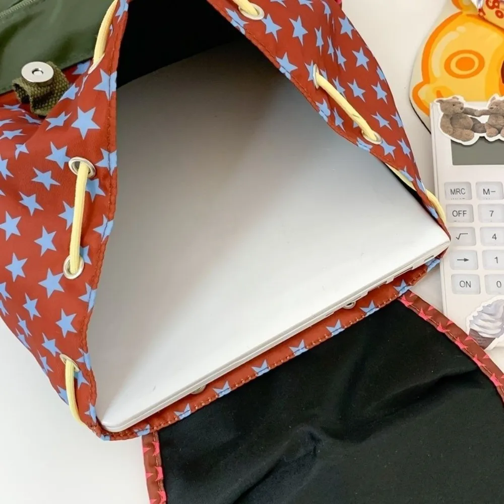 

Cute Large Capacity Lucky Star Backpack Korean Style Y2K Drawstring Schoolbag Multi-pocket Nylon Hiking Camping Bag Students