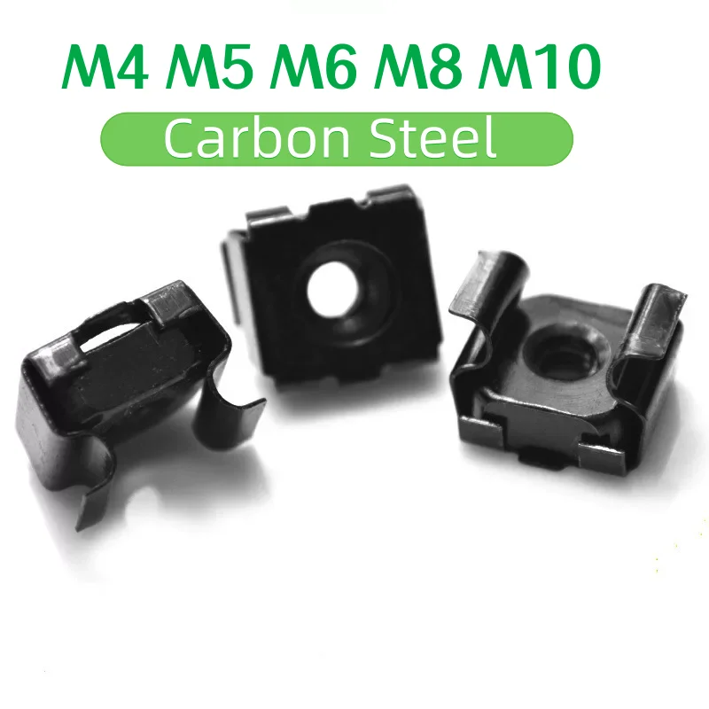 Black M4 M5 M6 M8 M10 Carbon Steel Cage Nut Quartet Floating Cassette Card Nuts Square Snap-In Nut