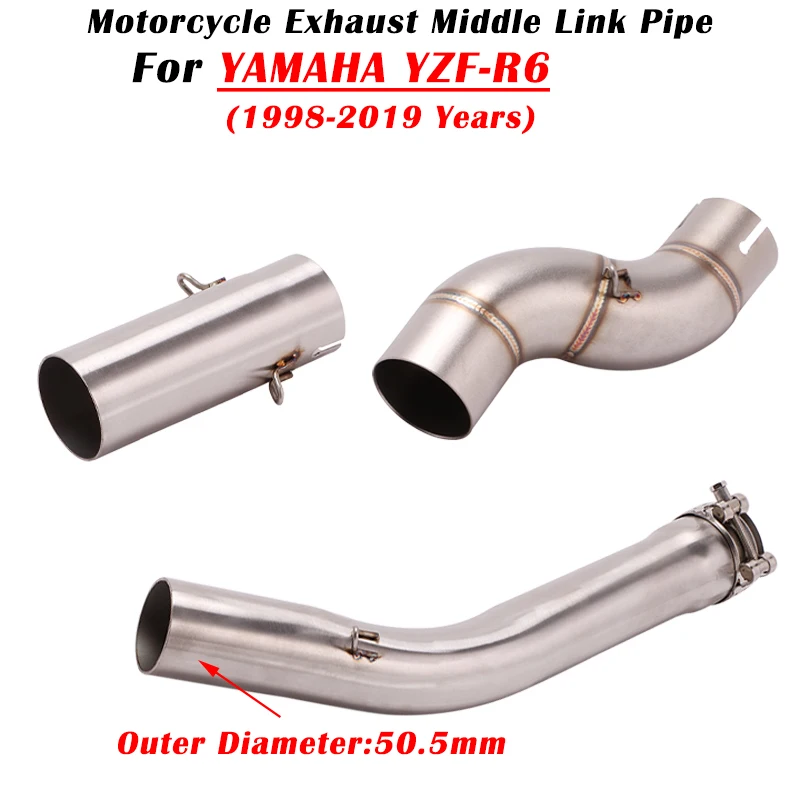 

Slip On For YAMAHA YZF-R6 YZF R6 1998 - 2018 2019 Motorycle Exhaust Moto Escape System Modifeid 51mm Muffler Middle Link Pipe