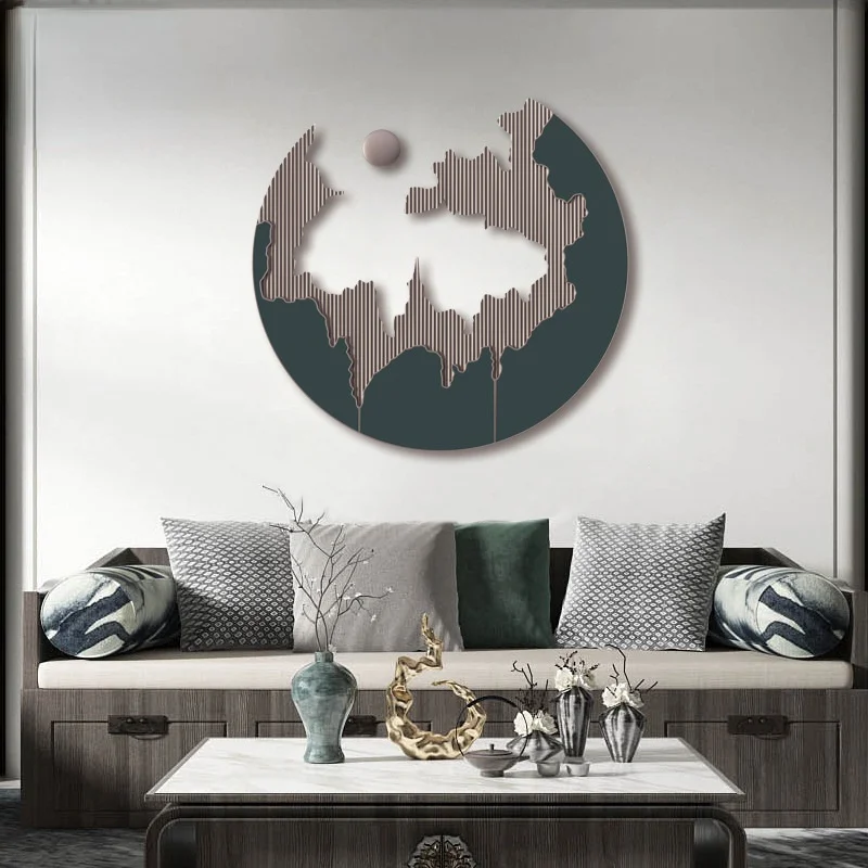 

Handmade Three-dimensional Wrought Iron Landscape Painting Bedside Wall Art Installation Painting Decorative Round Wall Hanging