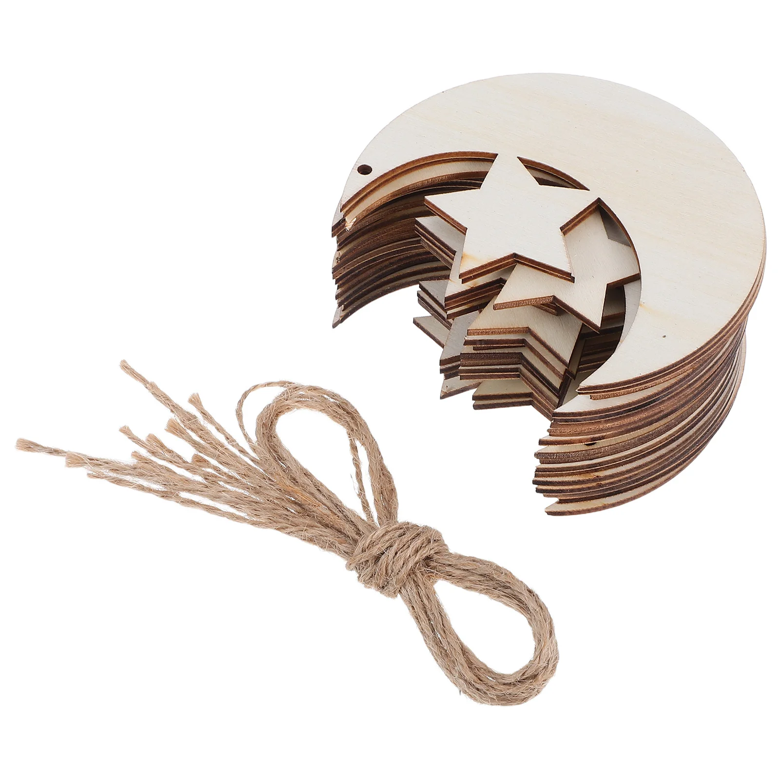 

20Pcs Unpainted Wood Moon Star Shape Cutouts Unfinished Craft Pieces DIY Nursery Decor Wood Craft Embellishments