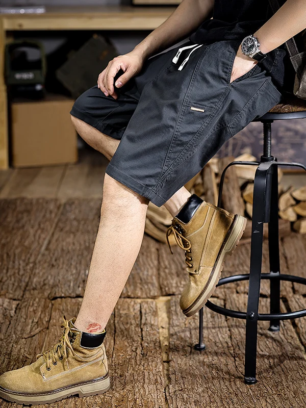 American Sle Workwear Ort Hosen Herren Sommer Dünne Faion Lose Oberbekleidung Fünfviertel Gerade Freizeithose