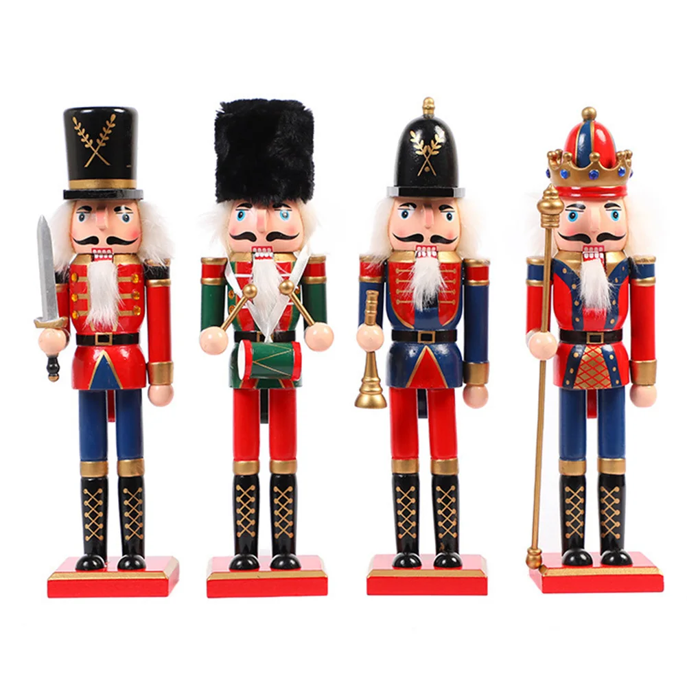 

1pc 30cm Nutcracker Wooden Doll Ornaments 11.8in Household Living Rooms Coffee Shops Shelves Christmas Decoration