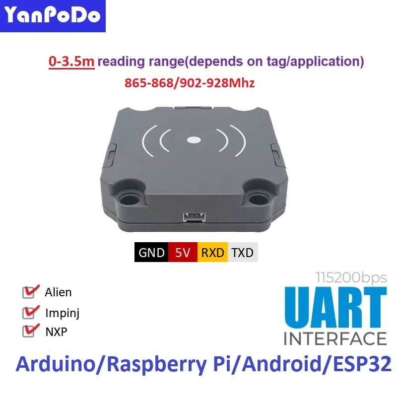 Yanpodo M5STACK UHF RFID Reader Unit ISO 18000 6C EPC Gen2 865Mhz RFID UHF Module Reader 915Mhz