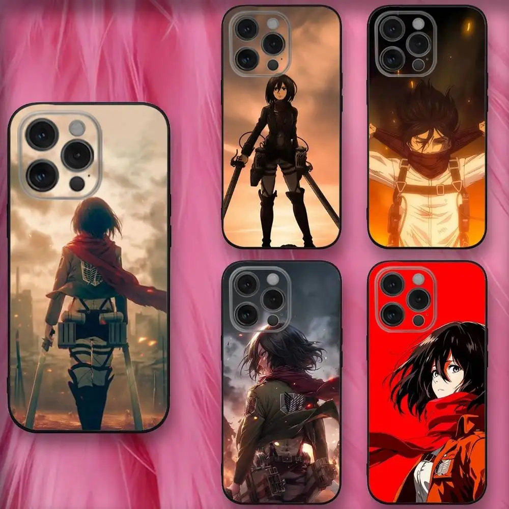 

Anime M-Mikasas A-Ackerman Phone Case For iPhone 16,se4,15,14,13,12,11,Pro,X,XS,Max,XR,Plus,Mini Soft Black Cover