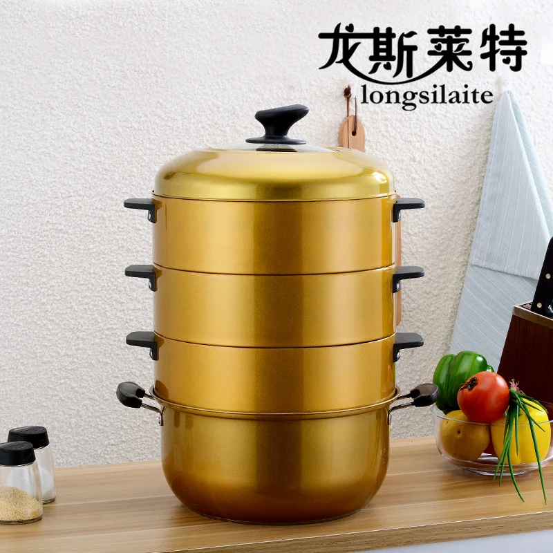 

Stainless Steel 4layer Steam Cooker Gold Steam Cooker Food Warmer Steamer Pot Cooking Pots Kitchen Cookware