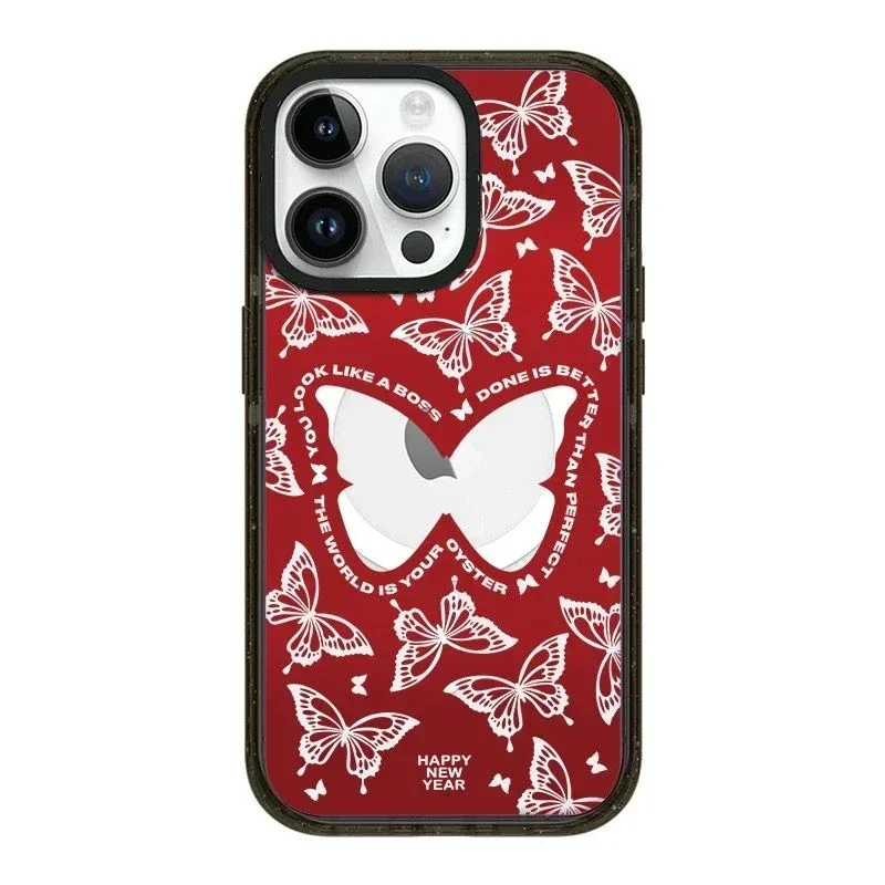 

MagSafe Acrylic Ghost Butterfly New Year Phone Case Cover for iPhone 11 12 13 14 15 Pro Max Case for iPhone 15 ProMax