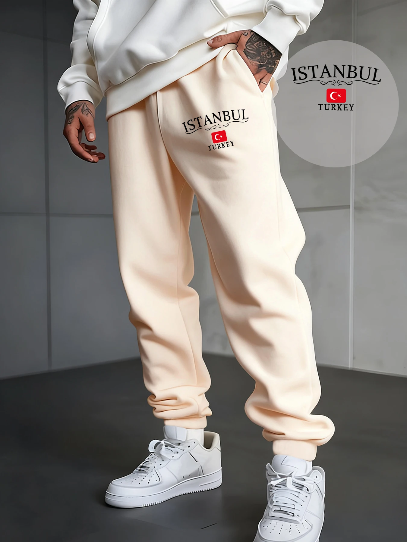 

Istanbul Turkey Letter Printing Sweatpants Men Casual Autumn Sportpants Trendy Fleece Pants Hip Hop Comfortable Jogging Pant