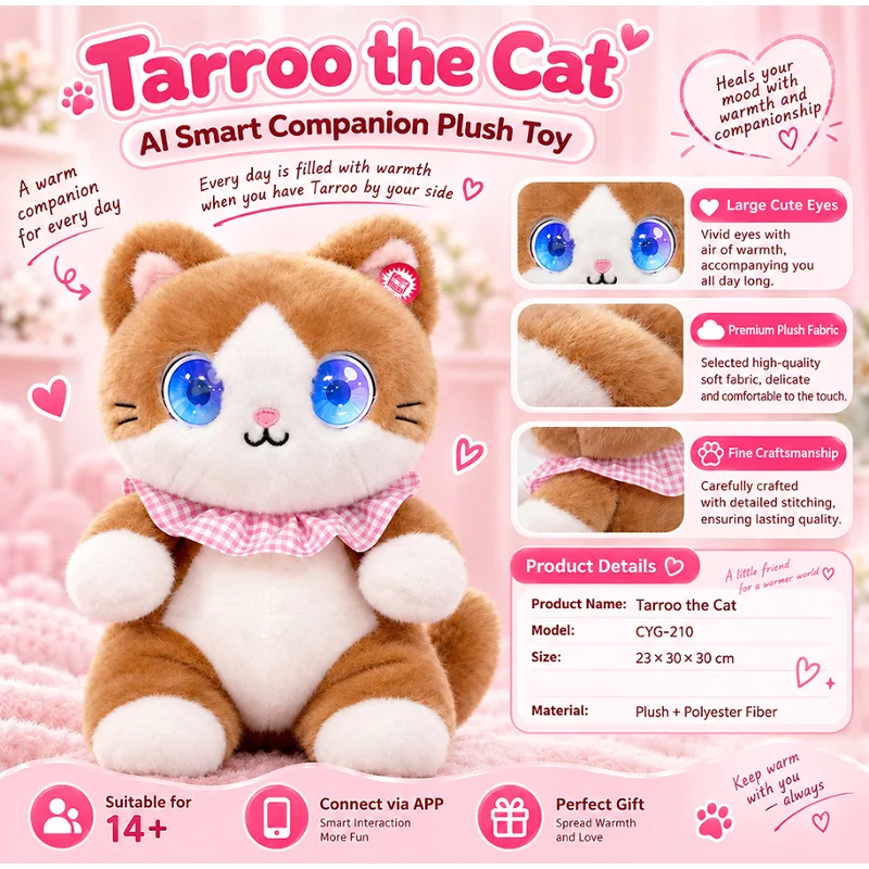 AI Intelligent Plush Tarroo Cat Toys AI Voice Dialogue Smart Companion Interactive Toy Cute Doll Creative Children Birthday Gift