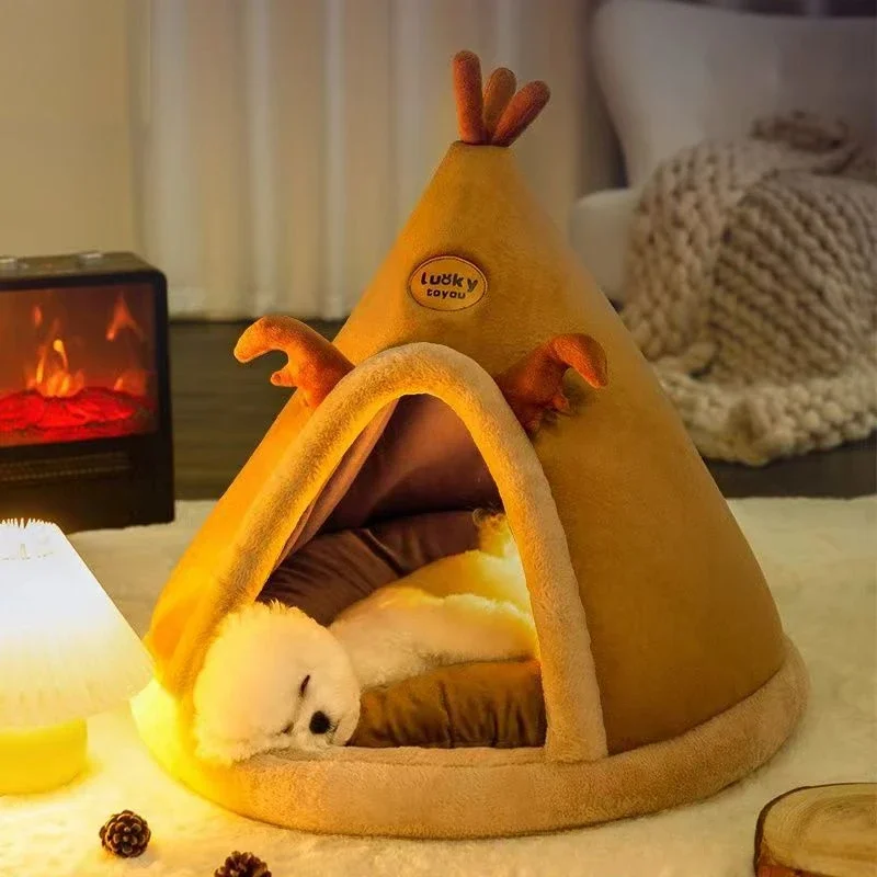 

Kennel Winter Warm Closed Winter Dog Kennel Yurt All Seasons Cat House Removable and Washable Cat Cushion Pet Supplies