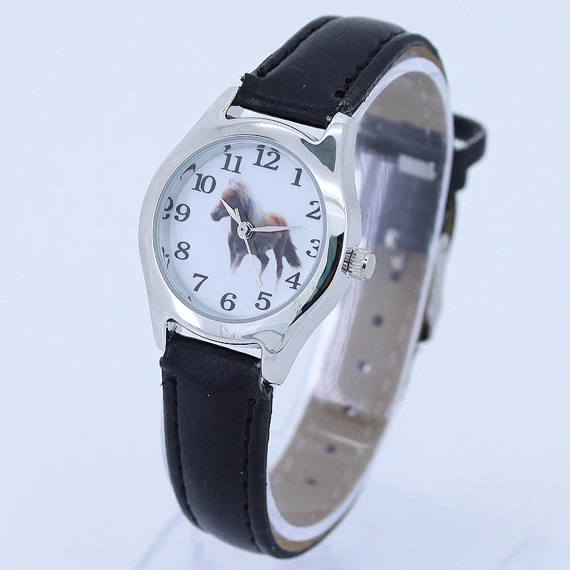 10 teile/los, Cartoon Uhren Mädchen Junge kinder Geschenk Pferd Quarz Student Kinder Tier Armbanduhr Uhr für Jungen Mädchen Großhandel