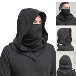 Costume d'Halloween Unisexe avec Masque Médiéval, Chapeau de Cosplay Renaissance, Capuche Everak, Capot, Accessoires de Vampire Gothique Noir, Assassin