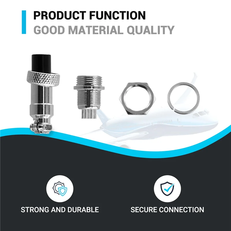 10Set M12 12Mm Aviation Connector Male + Female Circular Air Socket Plug Electrical Wire Panel Connector-AU47