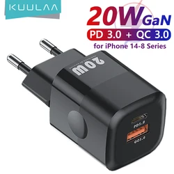 KUULAA-cargador USB tipo C para iPhone, dispositivo de carga rápida QC 3,0 PD 3,0, 20W, GaN, 15, 14, 13, 12 Pro Max, mini, iPad Air