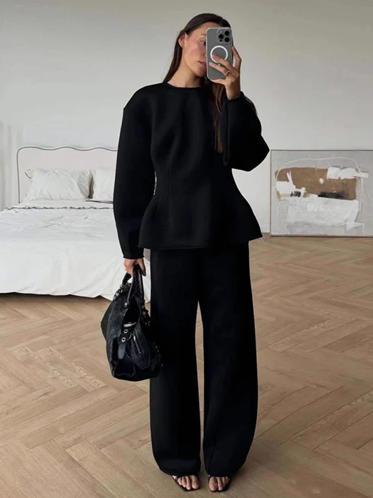 Frauen 2-teilige Anzüge Gedruckt Pullover Pullover Hosen Sets Straße Weibliche Rollkragen Langarm Tops Hohe Taille Hosen Neue Outfit – Detail 13