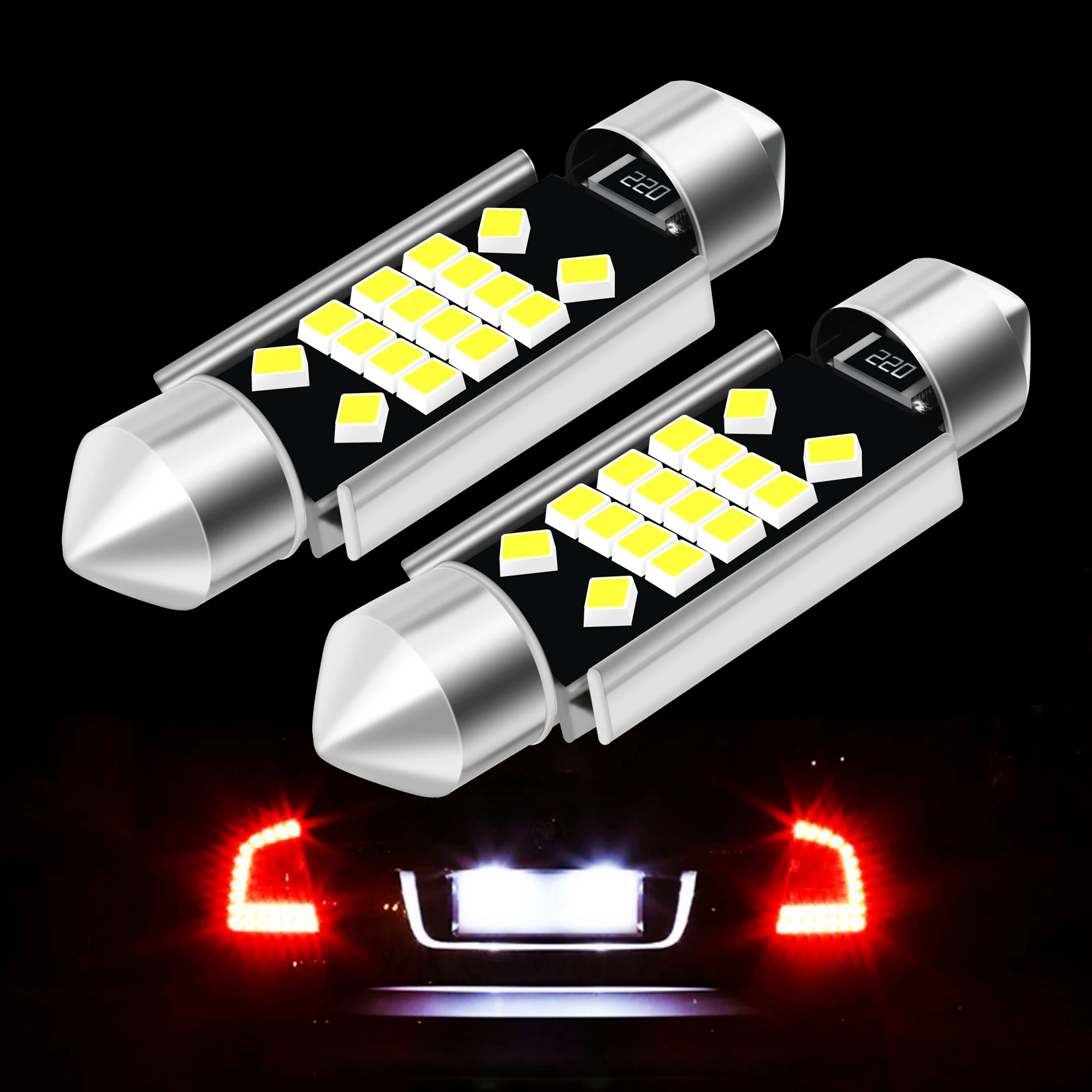 2Pcs Car LED License Plate Lights Feston C5W Super Bright White Auto LED Bulbs For Lada Granta Samara 110 111 112 NIVA II