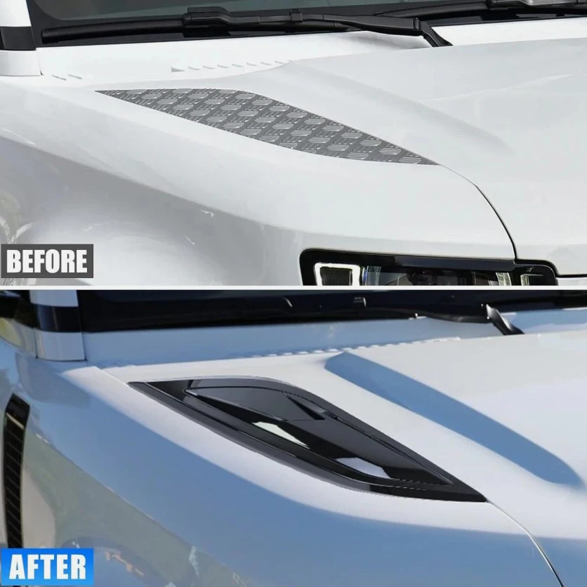 1 пара передних боковых накладок на капот двигателя для Land Rover Defender 110 90 2020-2024, накладка на вентиляционное отверстие, накладка на панель вентиляционного отверстия