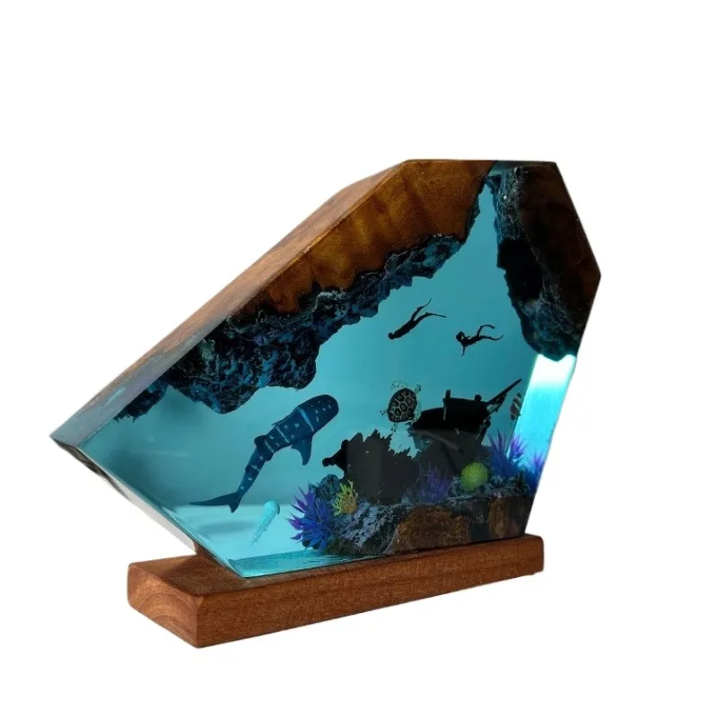 Submarine Resin Craft Light Emitting Diode Whale Turtle Diver Night Light Unique Home Decoration Gifts