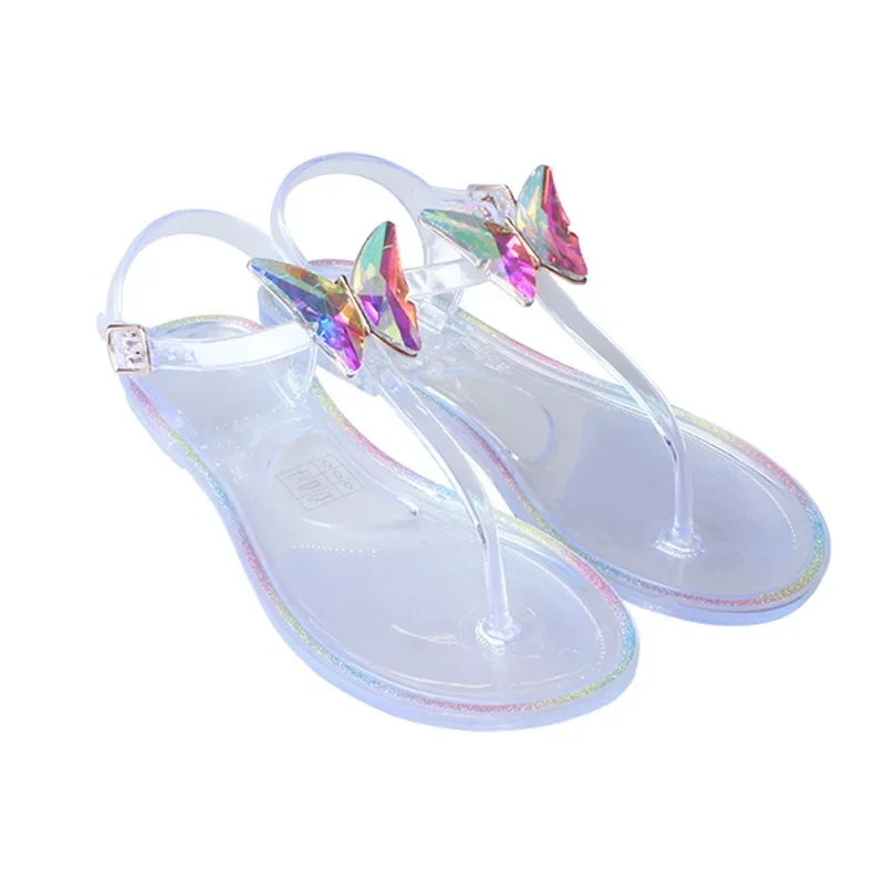 

Colored Diamond Women Jelly Shoe Fashion Flat Casual Transparent Clip Toe Female Sandal Breathable Buckle Strap Woman Flip Flop