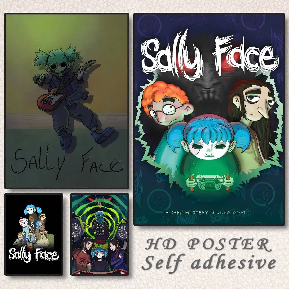 Horror Mystery Game Sally Face Art Poster  Self-adhesive Art Waterproof Paper Sticker Coffee House Bar Dorm Room Wall Decor